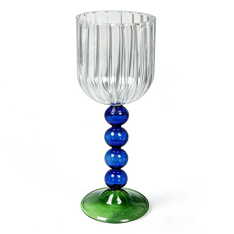 2pcs/pack Stylish Beaded Stem Clear Glass Cup Premium Wine Goblet for Daily Use & Entertaining