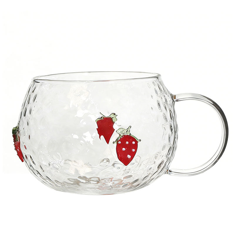 4pcs/pack Fruit patterned glass mug cup