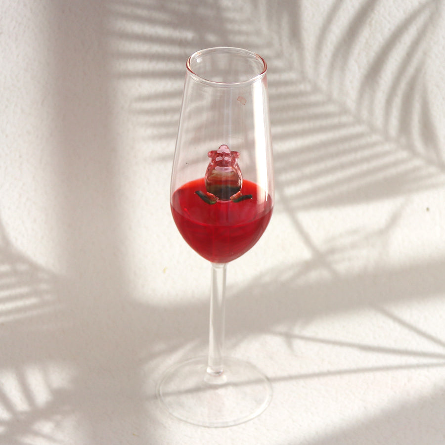 Red Rose Glass Cup, Glass Champagne Cup