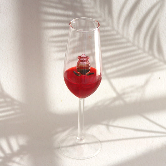 Red Rose Glass Cup, Glass Champagne Cup