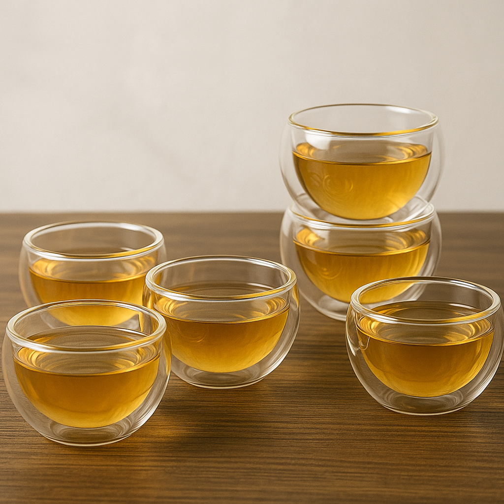 6 pack Mini Glass Tea Cup