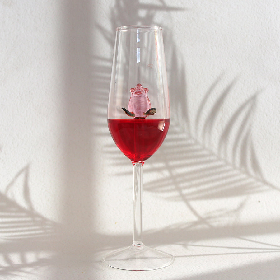 Red Rose Glass Cup, Glass Champagne Cup