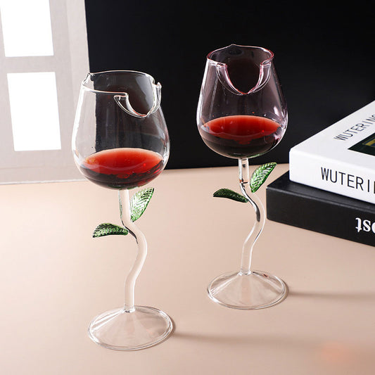 2-Pack Rose Glass Champagne Flutes Elegant Goblets