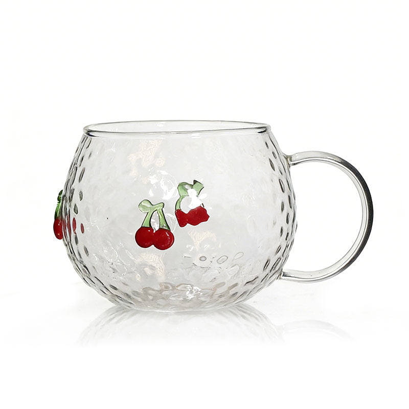 4pcs/pack Fruit patterned glass mug cup