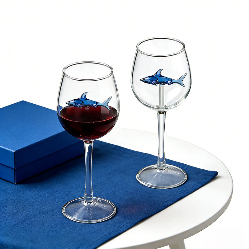 2pcs/pack Shark Decor Wine Glass Creative Animal Embedded Red Wine Goblet