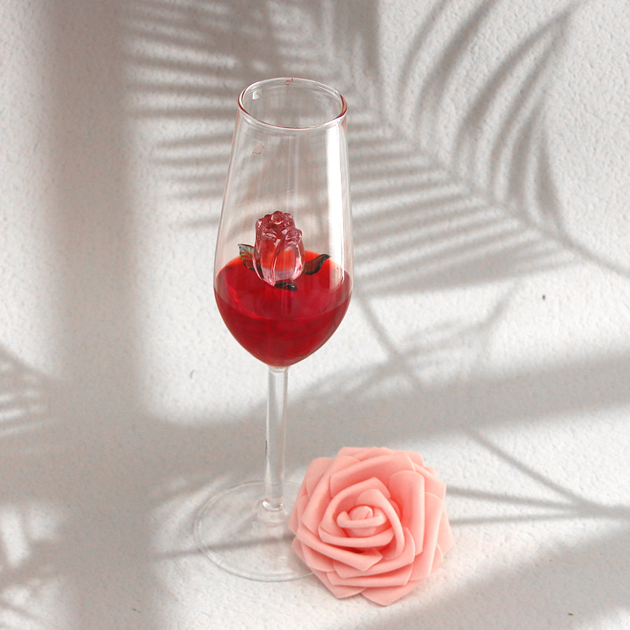 Red Rose Glass Cup, Glass Champagne Cup