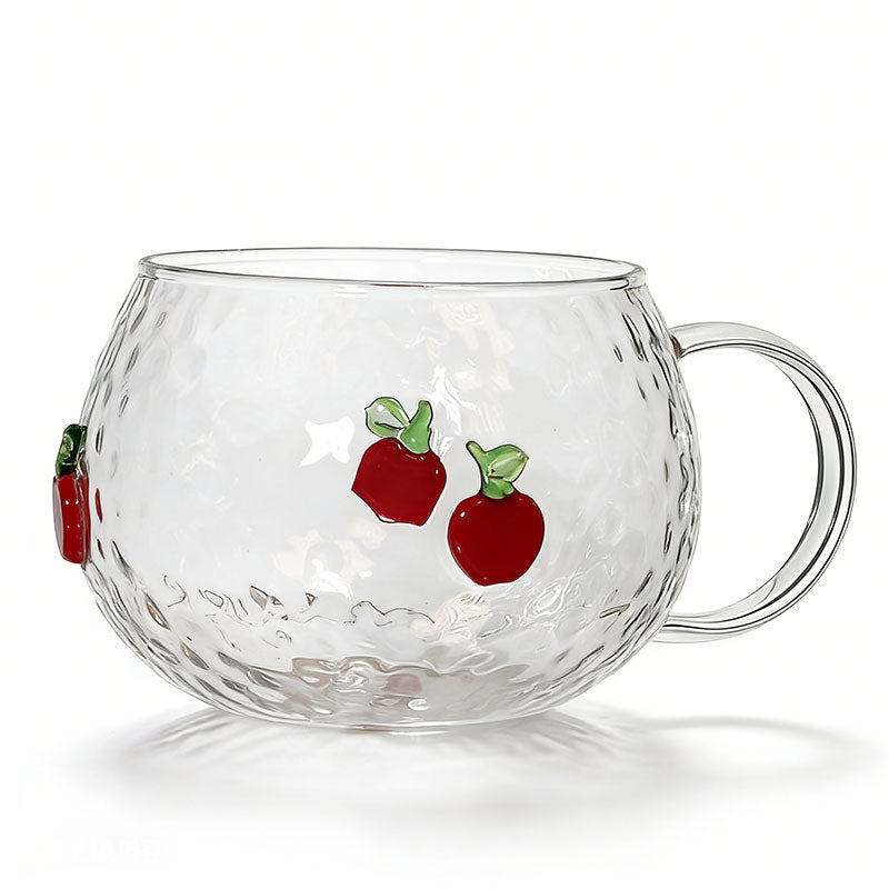 4pcs/pack Fruit patterned glass mug cup