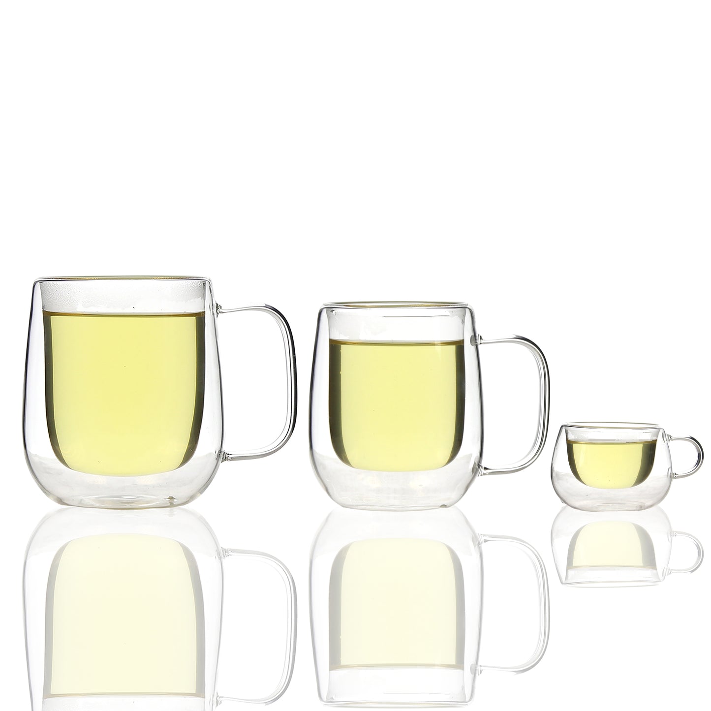 Family Use 3 Sizes Double Wall Glas Cup