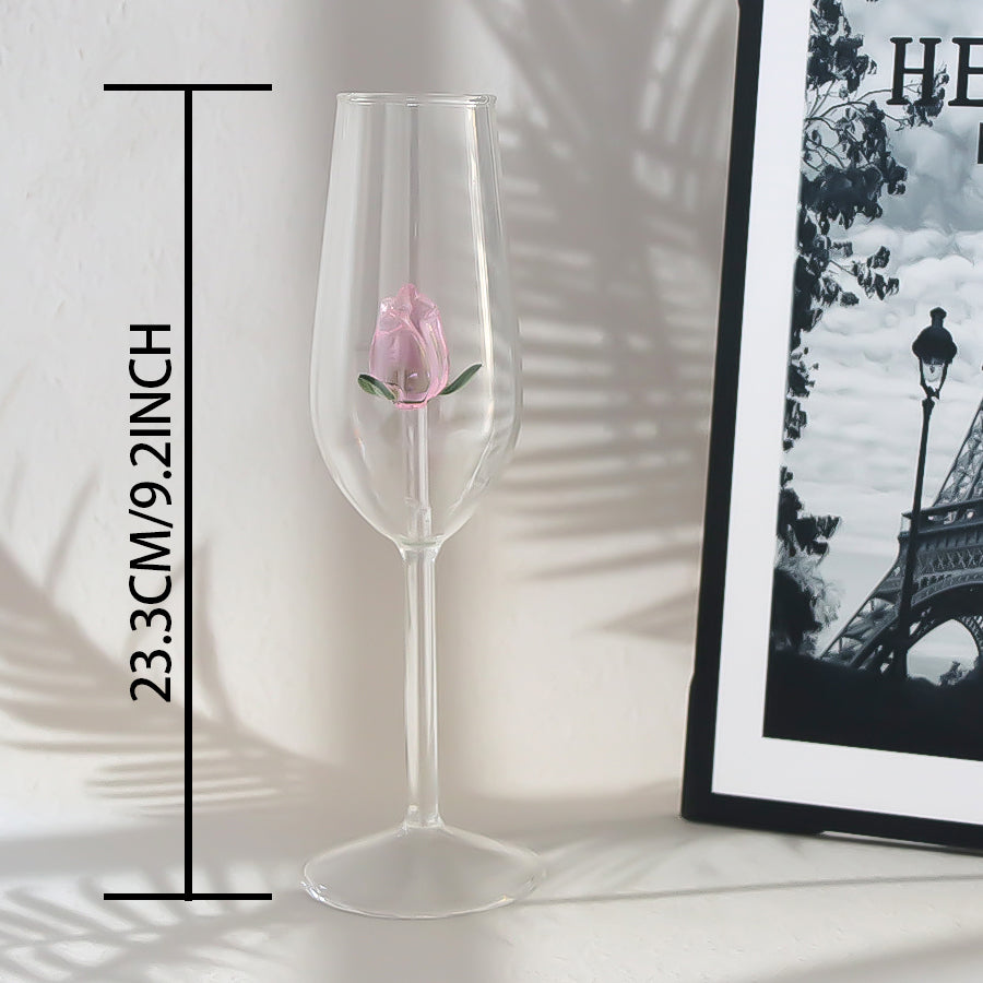 Red Rose Glass Cup, Glass Champagne Cup