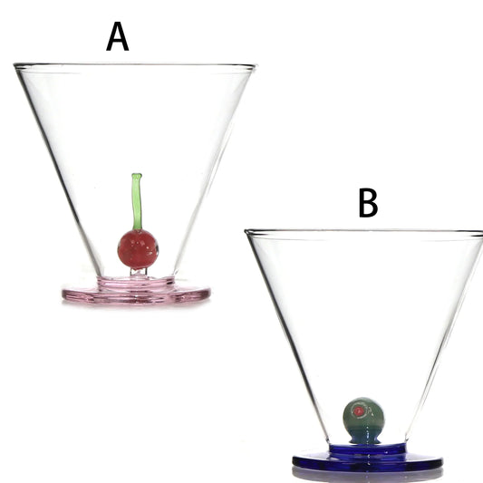 2 Pcs Pack Hand-Blown Borosilicate Glass Cup with Fruit Design – Perfect Gift for Loved Ones