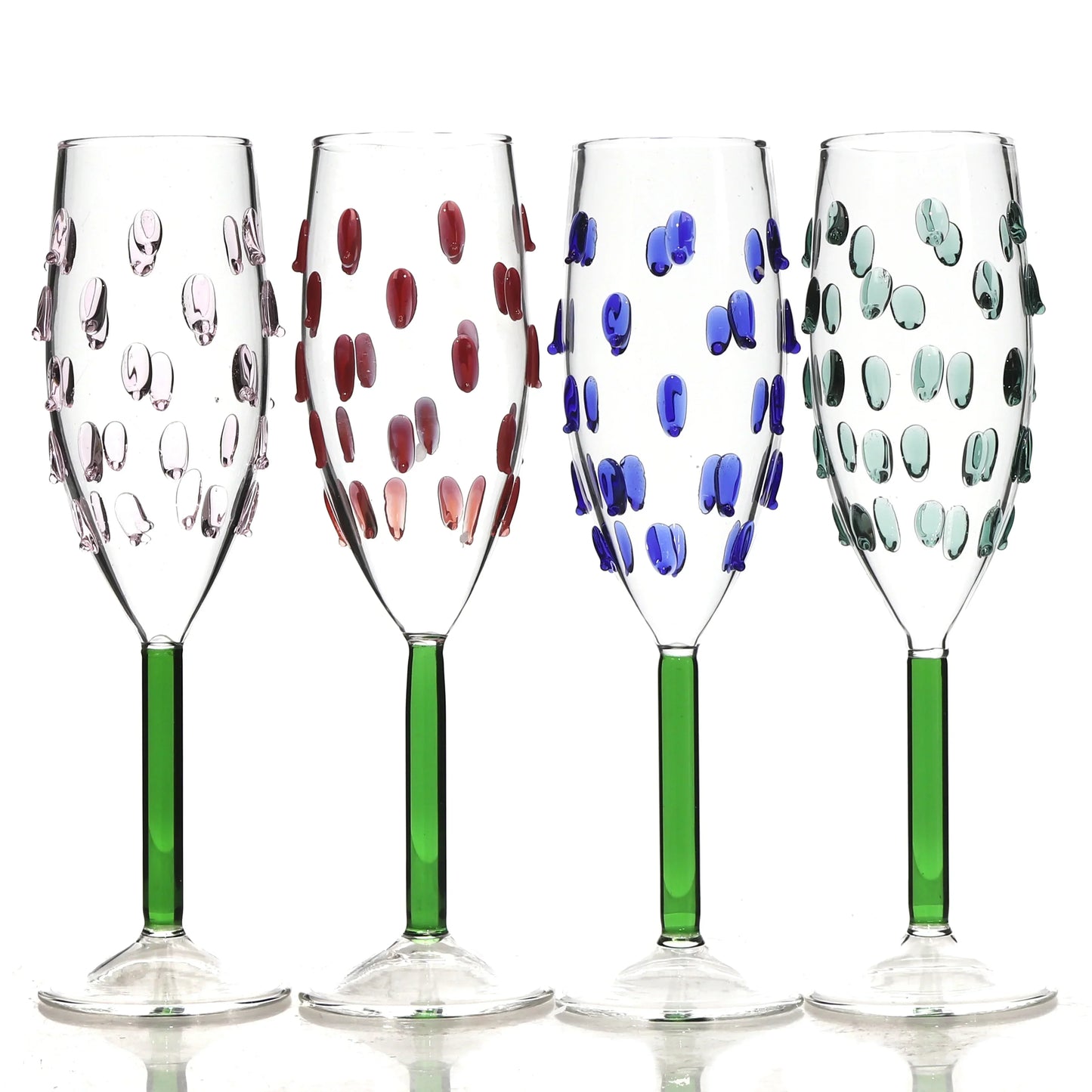 4 Pcs Pack, Tulip Glass Champagne Cup with Teardrop Design Make Sweet & Lovely Time