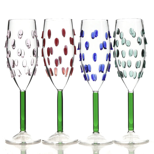 4 Pcs Pack, Tulip Glass Champagne Cup with Teardrop Design Make Sweet & Lovely Time