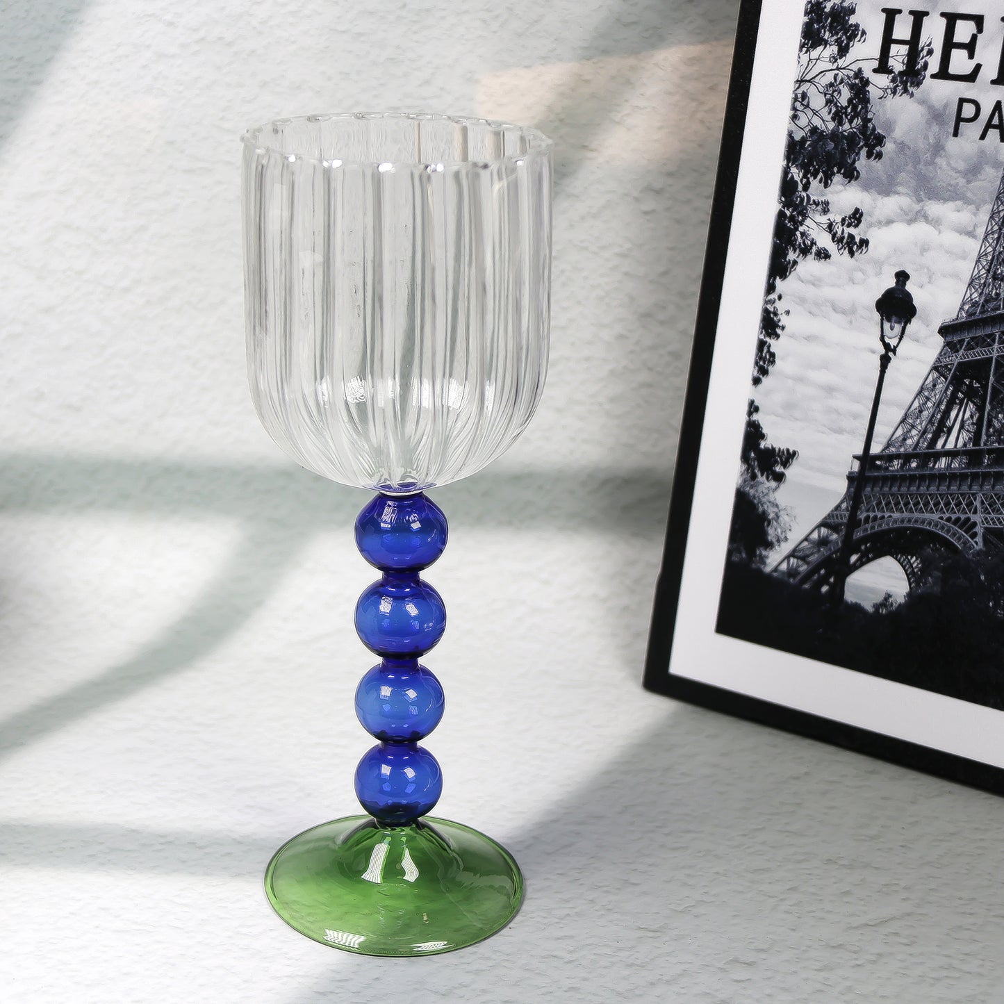 2pcs/pack Stylish Beaded Stem Clear Glass Cup Premium Wine Goblet for Daily Use & Entertaining