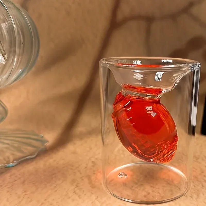 4 Pcs Pack Rugby-inspired borosilicate wine glass Cup, handcrafted with high-heat-resistant material, designed as a premium gift for sports lovers